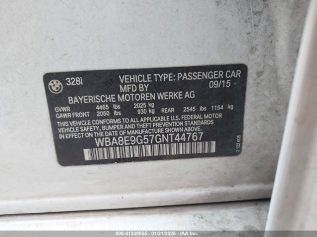 WBA8E9G57GNT44767 BMW 3 Series