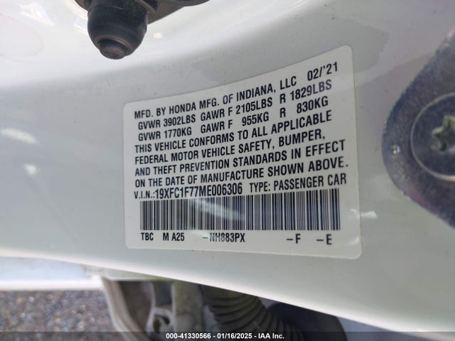 Honda Civic Ex-l 2021 19XFC1F77ME006306 Image 9