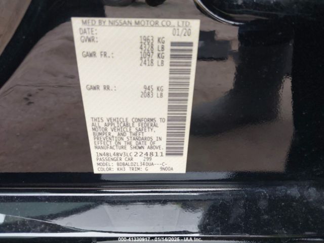 1N4BL4BV3LC224811 Nissan Altima S Fwd
