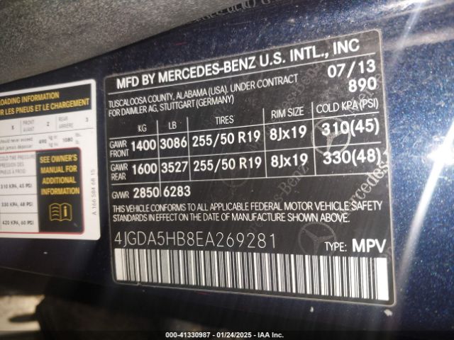 4JGDA5HB8EA269281 Mercedes-Benz Ml 350 4matic