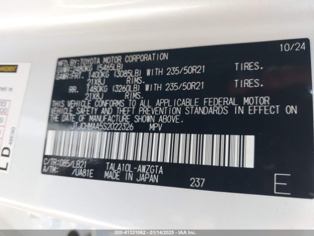 JTJCHMAA5S2022326 Lexus Rx Rx 350 Premium Plus