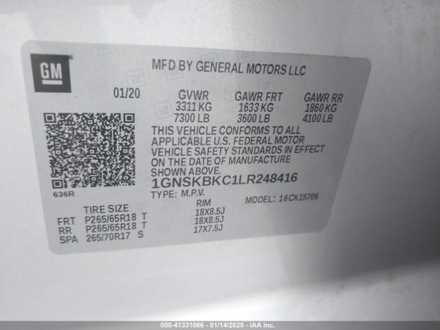 1GNSKBKC1LR248416 Chevrolet Tahoe 4wd Lt