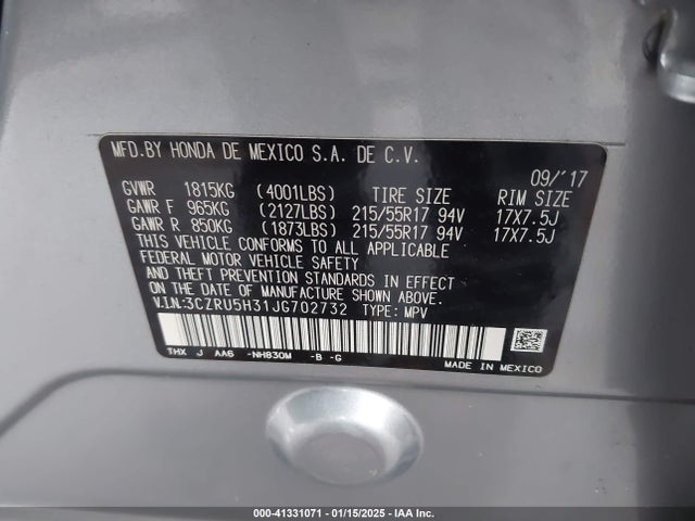 Honda HR-V LX 2018 3CZRU5H31JG702732 Image 9