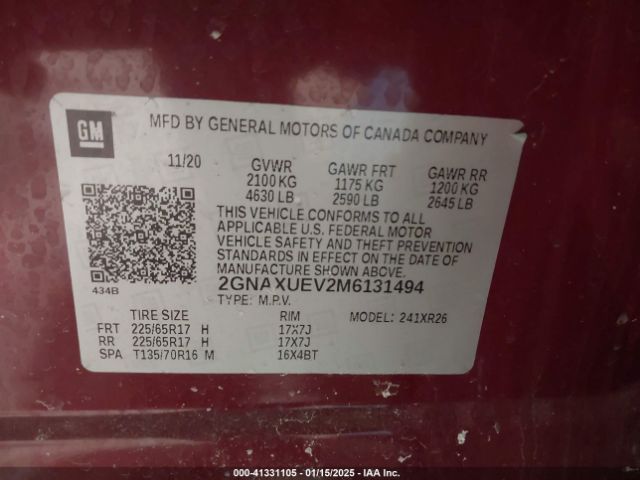 2GNAXUEV2M6131494 Chevrolet Equinox Awd Lt