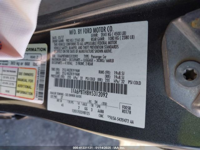 1FA6P8TH8H5312092 Ford Mustang Ecoboost