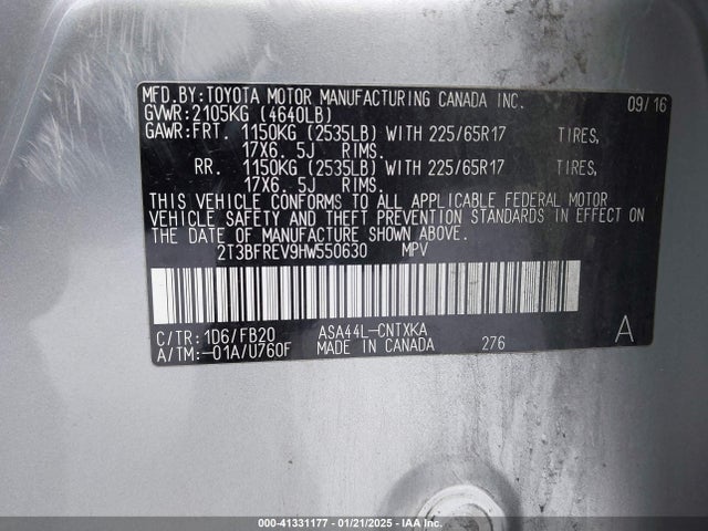 Toyota RAV4 LE 2017 2T3BFREV9HW550630 Image 9