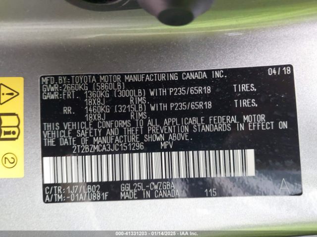 2T2BZMCA3JC151296 Lexus RX 350