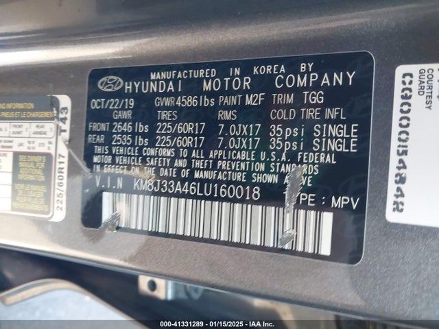 KM8J33A46LU160018 Hyundai Tucson Value
