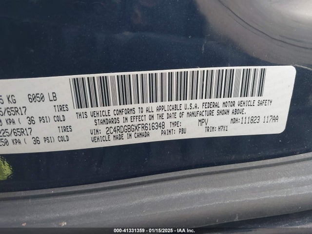 Dodge Grand Caravan Se 2015 2C4RDGBGXFR616348 Image 9