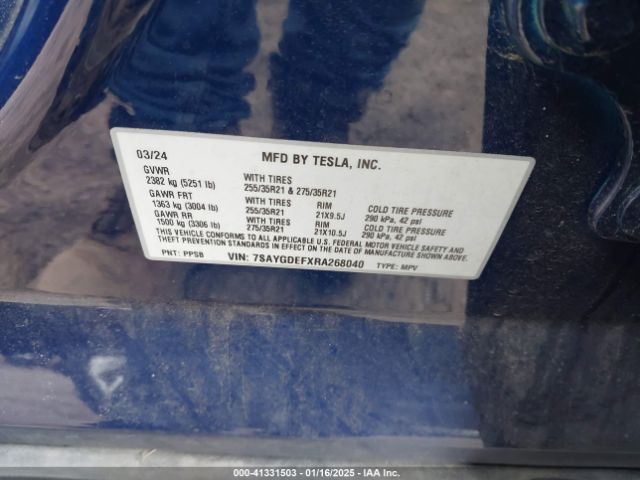 7SAYGDEFXRA268040 Tesla Model Y Performance Dual Motor All-wheel Drive
