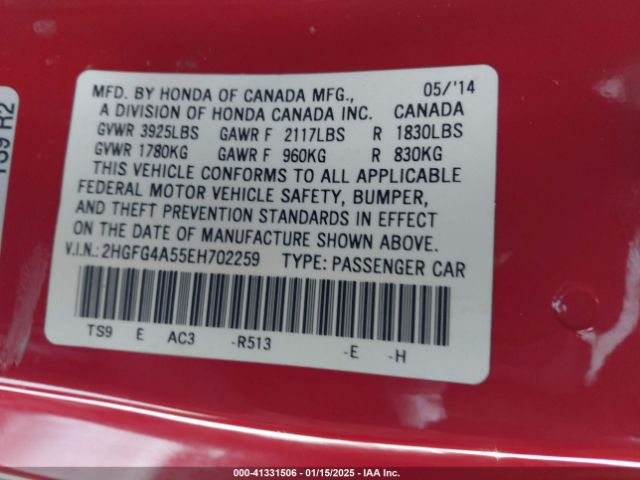 2HGFG4A55EH702259 Honda CIVIC SI