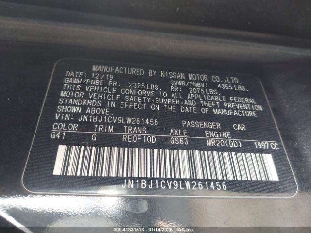 JN1BJ1CV9LW261456 Nissan Rogue Sport Sv Fwd Xtronic Cvt