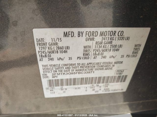 2FMTK3G95FBC33971 Ford EDGE SE
