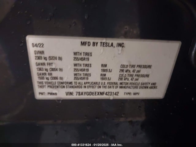 2022 TESLA MODEL Y 7SAYGDEEXNF423142 Photo 8