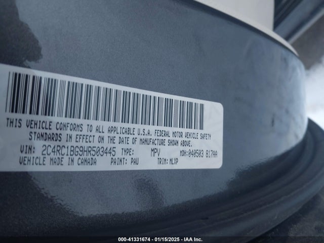 2C4RC1BG9HR503445 Chrysler Pacifica