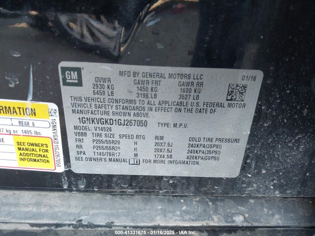 1GNKVGKD1GJ267050 Chevrolet Traverse 1lt