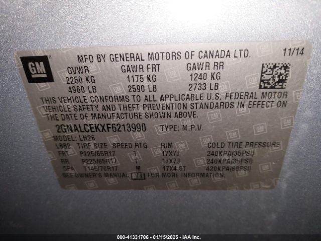 2GNALCEKXF6213990 Chevrolet Equinox 2lt