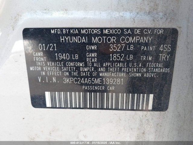 3KPC24A65ME139281 Hyundai ACCENT SE