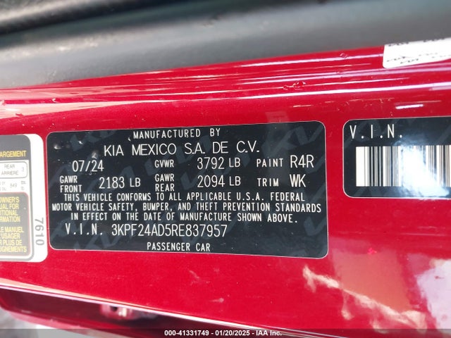 KIA Forte Lxs 2024 3KPF24AD5RE837957 Image 9