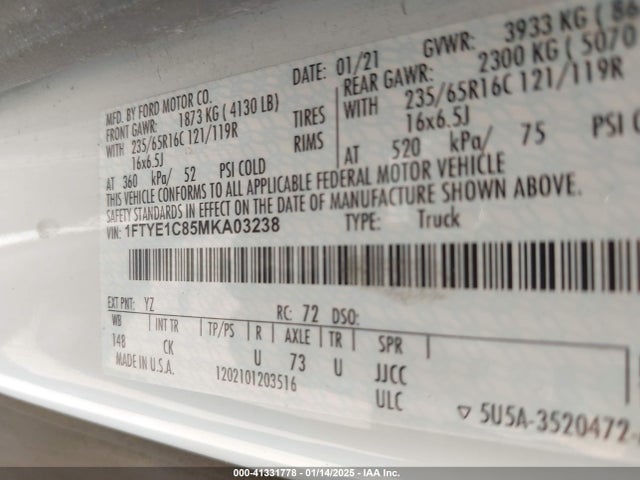 Ford Transit-150 2021 1FTYE1C85MKA03238 Image 9