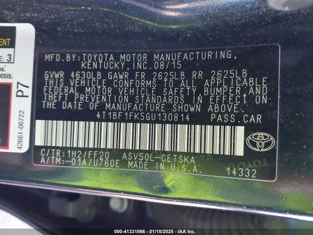 Toyota CAMRY SE 2016 4T1BF1FK5GU130814 Image 9