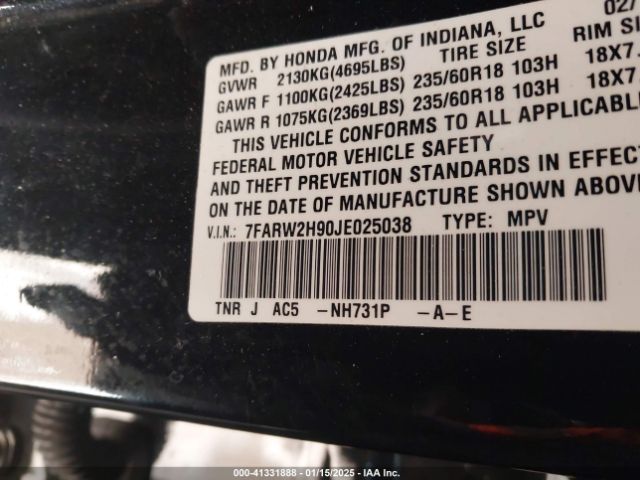 7FARW2H90JE025038 Honda Cr-v Touring