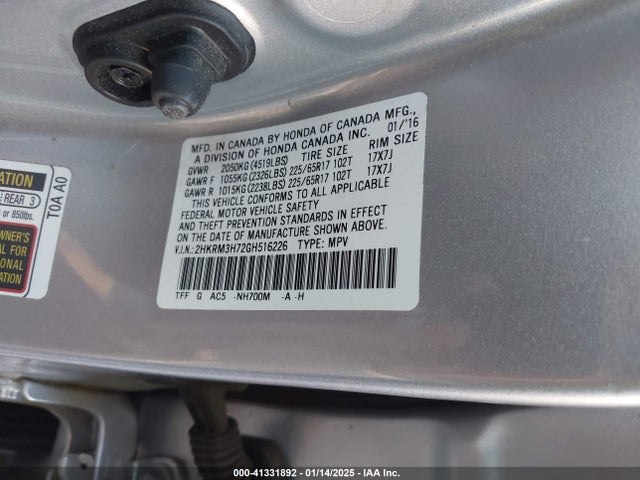 Honda Cr-v Ex-l 2016 2HKRM3H72GH516226 Image 9