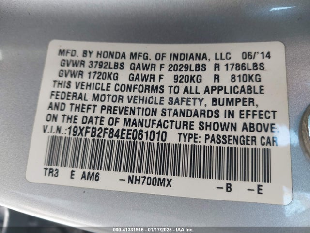 Honda CIVIC EX 2014 19XFB2F84EE061010 Image 9