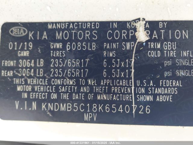 KNDMB5C18K6540726 KIA SEDONA LX