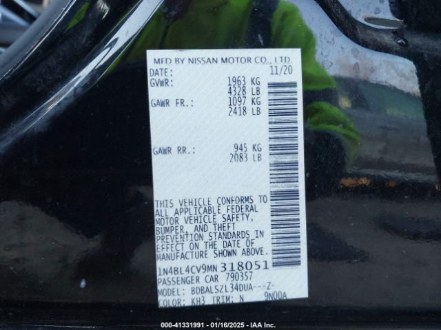 1N4BL4CV9MN318051 Nissan Altima Sr Fwd