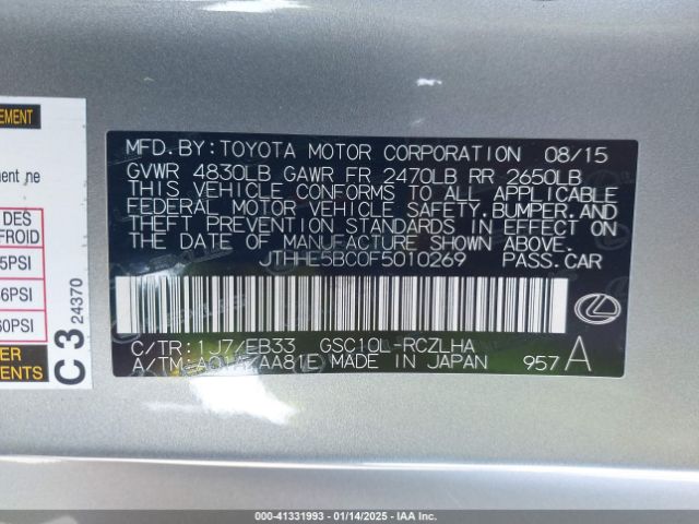 JTHHE5BC0F5010269 Lexus RC 350