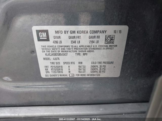 KL4CJASB2GB543437 Buick Encore