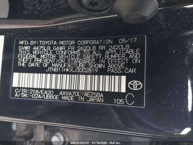 Toyota CAMRY SE 2018 JTNB11HKXJ3002819 Image 9