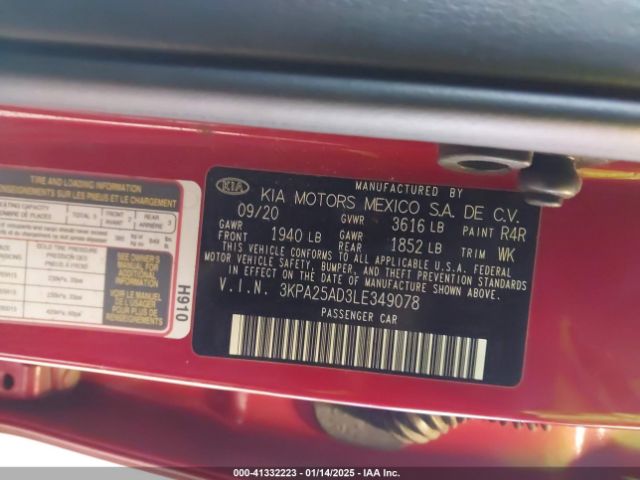 3KPA25AD3LE349078 KIA Rio 5-door S