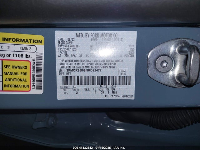 Ford Bronco Sport Big Bend 2022 3FMCR9B69NRD92472 Image 9