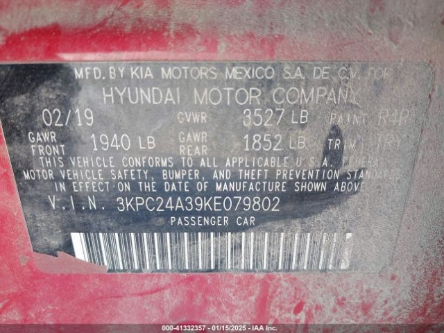 3KPC24A39KE079802 Hyundai ACCENT SE