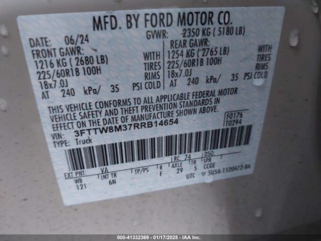 3FTTW8M37RRB14654 Ford Maverick Lariat