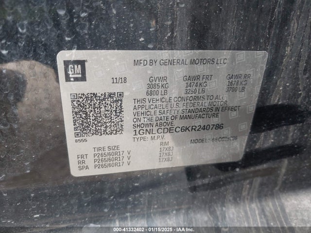 Chevrolet Tahoe Commercial Fleet 2019 1GNLCDEC6KR240786 Image 9
