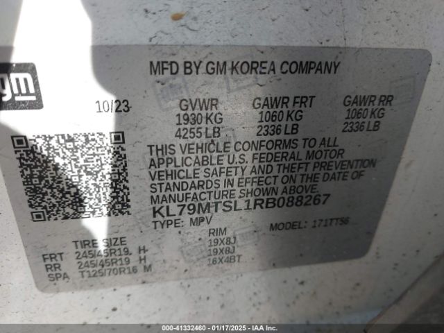 KL79MTSL1RB088267 Chevrolet Trailblazer Fwd Rs