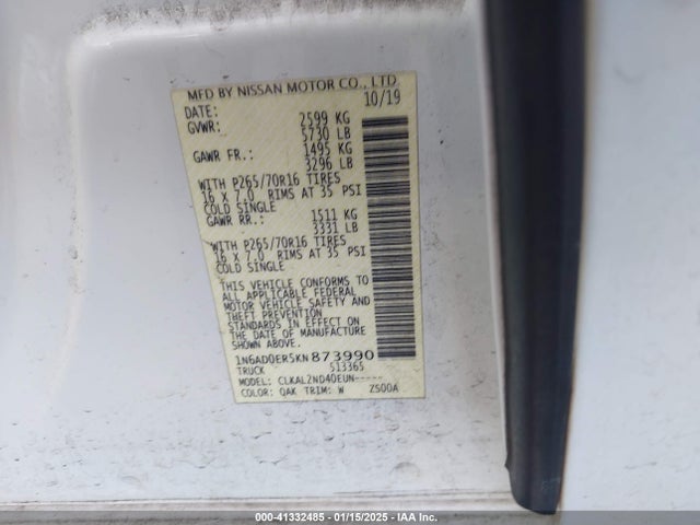Nissan Frontier Sv 2019 1N6AD0ER5KN873990 Image 9