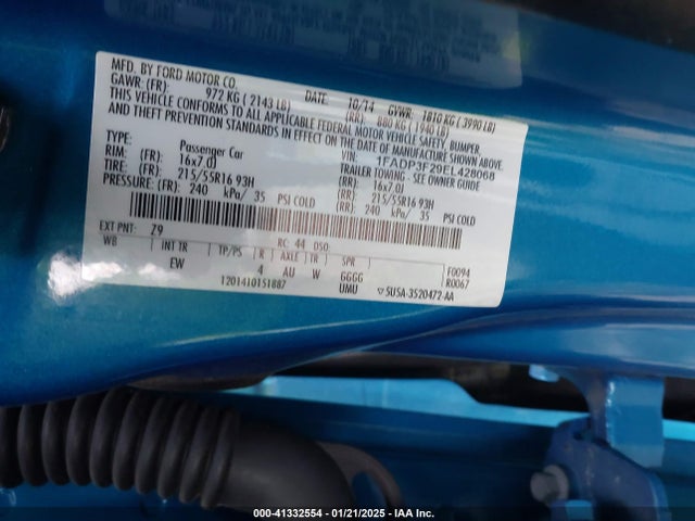 Ford FOCUS SE 2014 1FADP3F29EL428068 Image 9