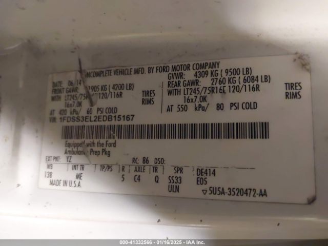 1FDSS3EL2EDB15167 Ford E-350 Super Duty Commercial