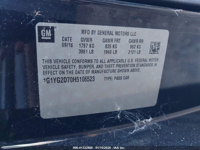 Chevrolet Corvette 2017 1G1YG2D70H5106523 Image 9