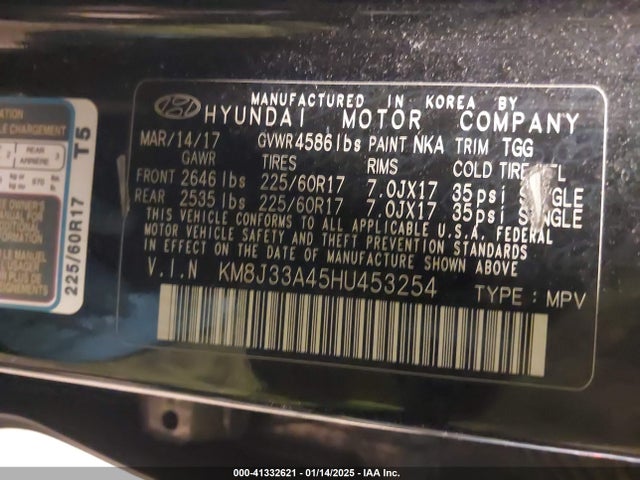 KM8J33A45HU453254 Hyundai TUCSON SE