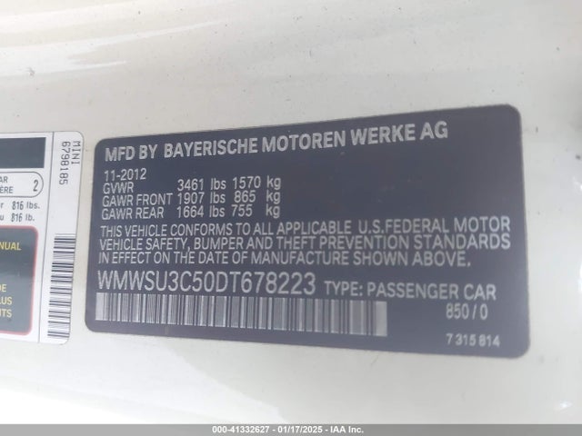 2013 MINI HARDTOP WMWSU3C50DT678223 Photo 8