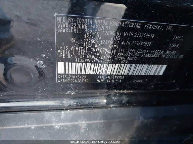4T3B6RFVXRU156067 Toyota Rav4 Hybrid Xle Premium