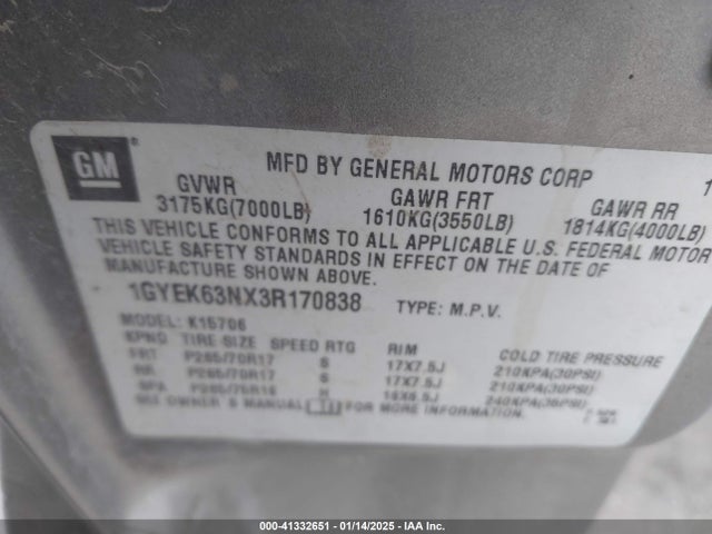 2003 CADILLAC ESCALADE 1GYEK63NX3R170838 Photo 8