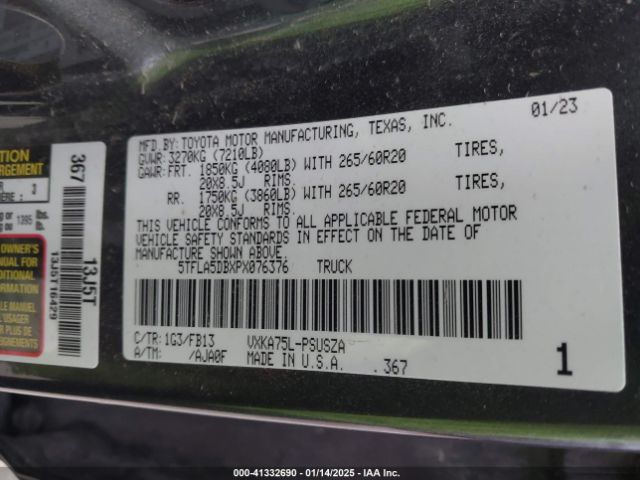 5TFLA5DBXPX076376 Toyota Tundra Sr5