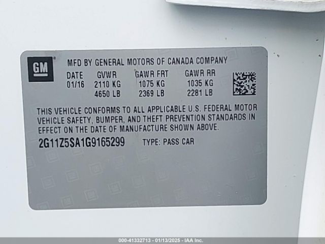 2G11Z5SA1G9165299 Chevrolet IMPALA LS