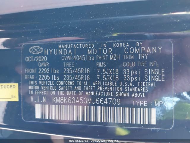 KM8K63A53MU664709 Hyundai Kona Night